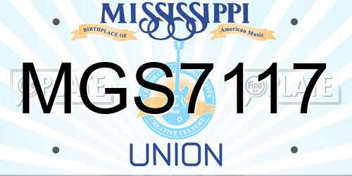 MGS7117 Mississippi License Plate