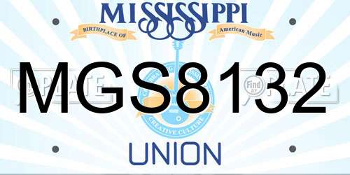 MGS8132 Mississippi License Plate