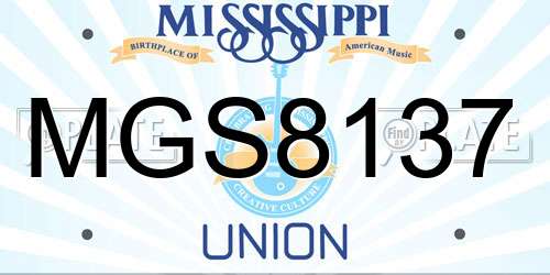 MGS8137 Mississippi License Plate