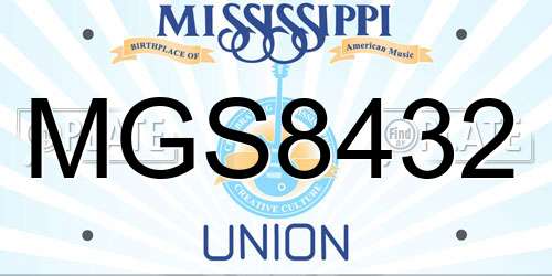 MGS8432 Mississippi License Plate