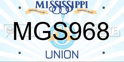 MGS968 Mississippi License Plate