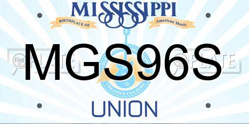 MGS96S Mississippi License Plate