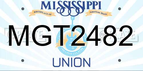 MGT2482 Mississippi License Plate