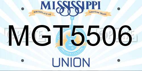 MGT5506 Mississippi License Plate
