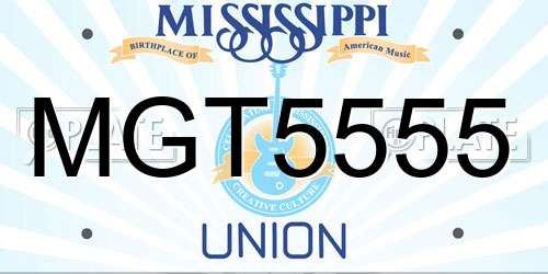 MGT5555 Mississippi License Plate