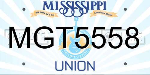 MGT5558 Mississippi License Plate