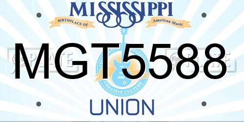 MGT5588 Mississippi License Plate