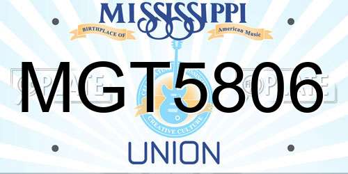 MGT5806 Mississippi License Plate
