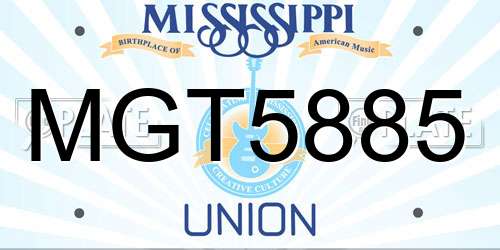 MGT5885 Mississippi License Plate