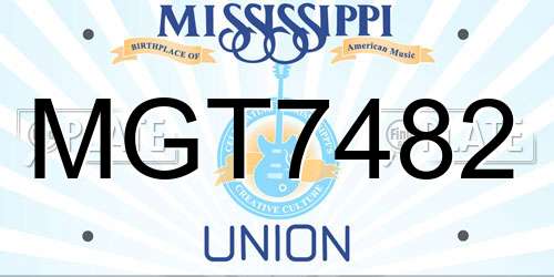 MGT7482 Mississippi License Plate