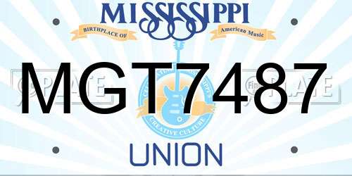 MGT7487 Mississippi License Plate
