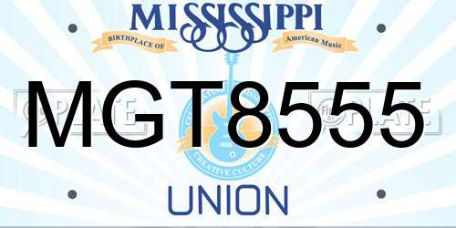 MGT8555 Mississippi License Plate