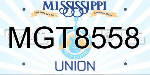 MGT8558 Mississippi License Plate