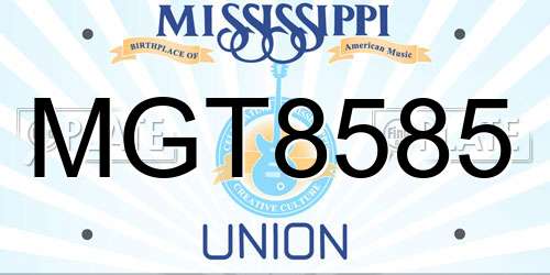 MGT8585 Mississippi License Plate