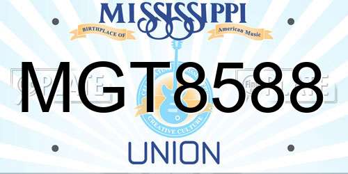 MGT8588 Mississippi License Plate