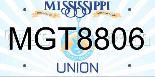 MGT8806 Mississippi License Plate