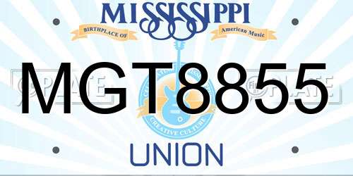 MGT8855 Mississippi License Plate