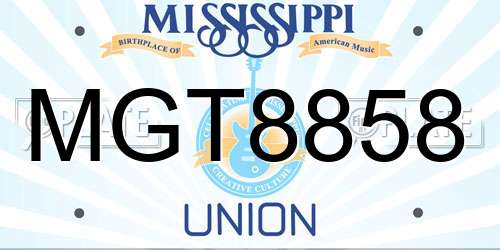 MGT8858 Mississippi License Plate