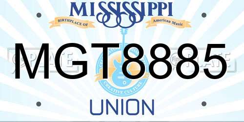 MGT8885 Mississippi License Plate
