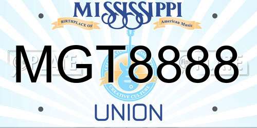 MGT8888 Mississippi License Plate