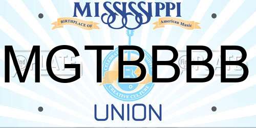 MGTBBBB Mississippi License Plate
