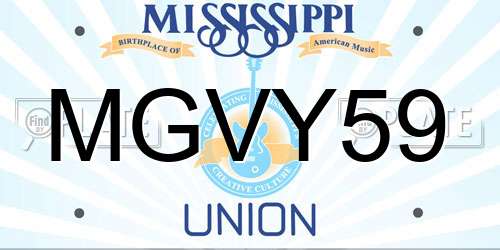 MGVY59 Mississippi License Plate