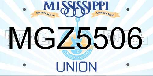 MGZ5506 Mississippi License Plate