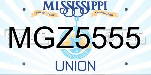 MGZ5555 Mississippi License Plate