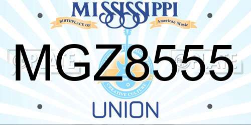 MGZ8555 Mississippi License Plate