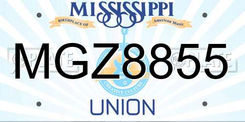 MGZ8855 Mississippi License Plate