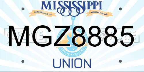 MGZ8885 Mississippi License Plate