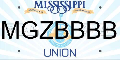 MGZBBBB Mississippi License Plate