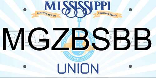MGZBSBB Mississippi License Plate