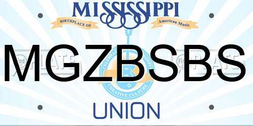 MGZBSBS Mississippi License Plate