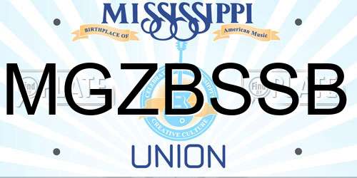 MGZBSSB Mississippi License Plate