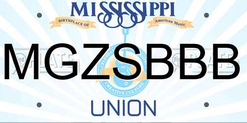 MGZSBBB Mississippi License Plate