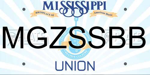 MGZSSBB Mississippi License Plate