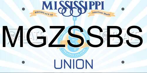 MGZSSBS Mississippi License Plate