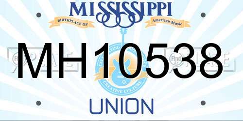 MH10538 Mississippi License Plate