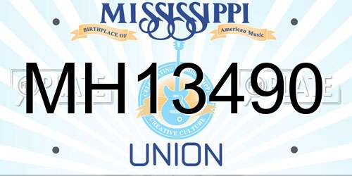 MH13490 Mississippi License Plate