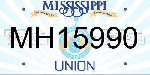MH15990 Mississippi License Plate