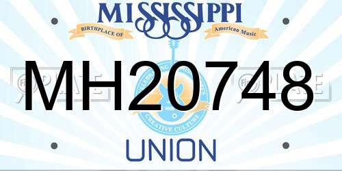 MH20748 Mississippi License Plate