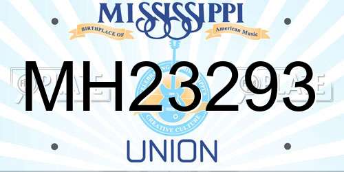 MH23293 Mississippi License Plate