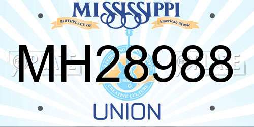 MH28988 Mississippi License Plate