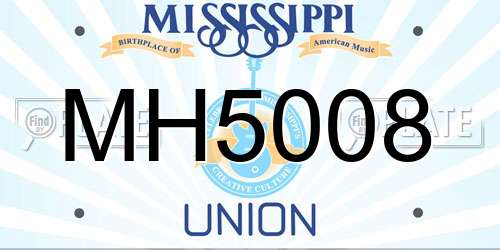 MH5008 Mississippi License Plate