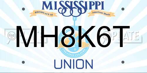 MH8K6T Mississippi License Plate