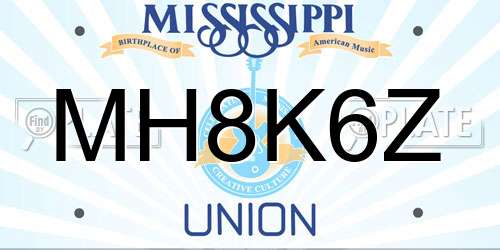 MH8K6Z Mississippi License Plate