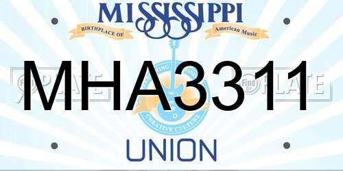MHA3311 Mississippi License Plate