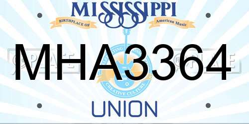 MHA3364 Mississippi License Plate