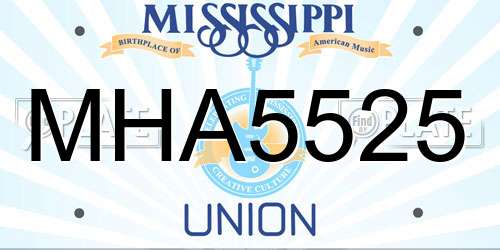 MHA5525 Mississippi License Plate